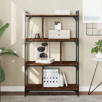 vidaXL B&uuml;cherregal 4 B&ouml;den Braun Eiche-Optik 76x32x123cm (833939)