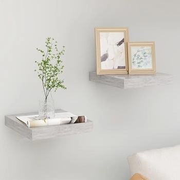 vidaXL Schweberegale 2 Stk. Betongrau 23x23,5x3,8 cm MDF (326589)
