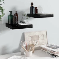 vidaXL Schweberegale 2 Stk. Hochglanz-Schwarz 23x23,5x3,8 cm MDF