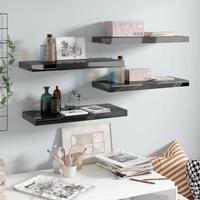 vidaXL Schweberegale 4 Stk. Hochglanz-Schwarz 60x23,5x3,8 cm MDF
