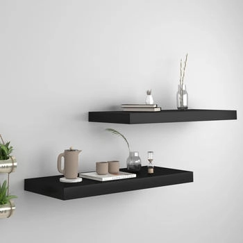 vidaXL Schweberegale 2 Stk. Schwarz 60x23,5x3,8cm MDF (323833)