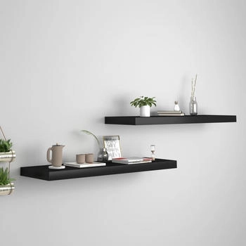 vidaXL Schweberegale 2 Stk. Schwarz 80x23,5x3,8 cm MDF (323836)
