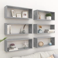 vidaXL W&uuml;rfelregale 6 Stk. Betongrau 60x15x23 cm Holzwerkstoff