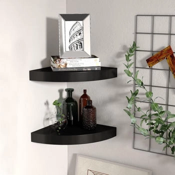 vidaXL Eck-Schweberegale 2 Stk. Schwarz 25x25x3,8 cm MDF (323899)