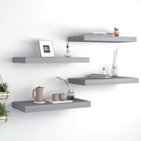 vidaXL Schweberegale 4 Stk. Grau 50x23x3,8 cm MDF