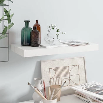 vidaXL Schweberegal Hochglanz-Wei&szlig; 50x23x3,8 cm MDF (323745)