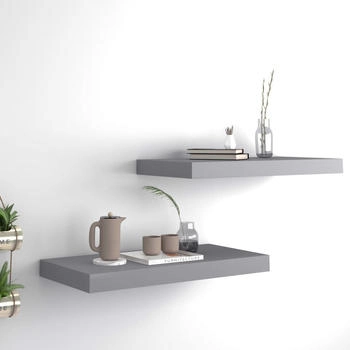 vidaXL Schweberegale 2 Stk. Grau 50x23x3,8 cm MDF (323851)