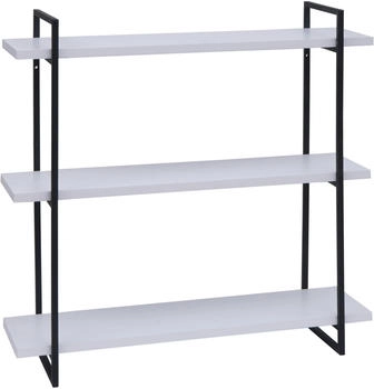 Mendler Wandregal HWC-K78 60x60x18cm weiß, Metall schwarz - weiß Holz 98633