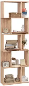 HomCom S-förmig Standregal 5-stöckig 60 x 24 x 184,5 cm naturholzfarbe (833-450V00ND)