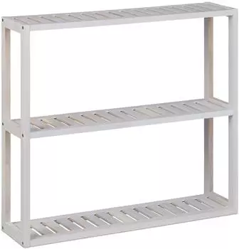Relaxdays Wandregal 3 Ablagen Holz Wei&szlig;/Walnuss 60x54x15cm