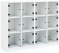 vidaXL B&uuml;cherregal mit T&uuml;ren Wei&szlig; 136x37x109 cm Holzwerkstoff