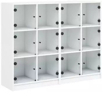 vidaXL B&uuml;cherregal mit T&uuml;ren Wei&szlig; 136x37x109cm Holzwerkstoff (3206510)