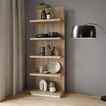 Forte Lewisville Standregal 5 B&ouml;den, Secret Grey/Valencia Eiche, 60x194,6x29,6cm (14763407-0)