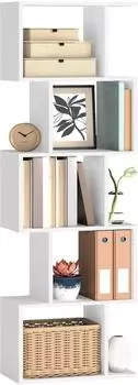 Vasagle B&uuml;cherregal 5 Ebenen, 24x40x159cm, mattwei&szlig; (LBC462W01)