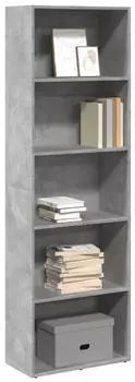 vidaXL B&uuml;cherregal 5 F&auml;cher Betongrau 60x30x189cm Holzwerkstoff (857920)