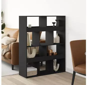 vidaXL Raumteiler B&uuml;cherregal Holzwerkstoff Schwarz 100x33x125,5cm