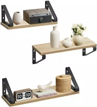 Vasagle Schweberegal 3er Set 30/35/40cm Eiche/Mattschwarz (HU-XI-7)