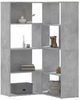 vidaXL Eck-B&uuml;cherregal 4 B&ouml;den Betongrau 85x85x140 cm Holzwerkstoff