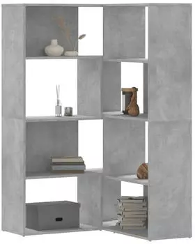 vidaXL Eck-B&uuml;cherregal 4 B&ouml;den Holzwerkstoff Betongrau 85x85x140cm (3307813)