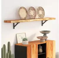 vidaXL Wandregal 160x20x3,8 cm Rechteckig Massivholz Akazie Baumkante