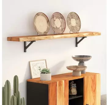 vidaXL Wandregal Rechteckig Massivholz Akazie Baumkante 160x20x3,8cm (370280)