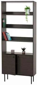MCW B&uuml;cherregal MCW-N78 Metall/Holz skandinavischer Stil 200x80x30cm dunkelbraun (94940)