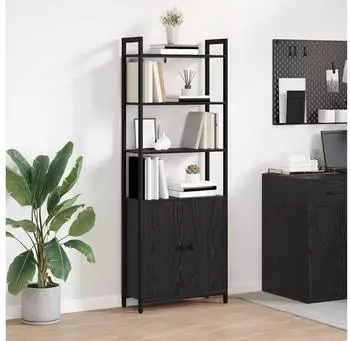 vidaXL B&uuml;cherregal Schwarz Eichen-Optik 60x24x161cm Holzwerkstoff (883856)