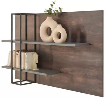 Furn.Design Piano Wandpaneel mit Regal Thermo Eiche grau 152x90cm (I-2TTALG73)