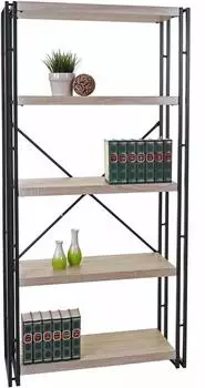 Mendler HWC-A27 Standregal 5 Ebenen 165x80cm 3D-Struktur Eiche-Optik (63025)