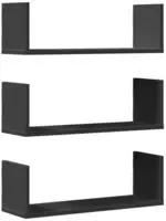 vidaXL Wandregale 3 Stk. Schwarz 58x18x18 cm Holzwerkstoff