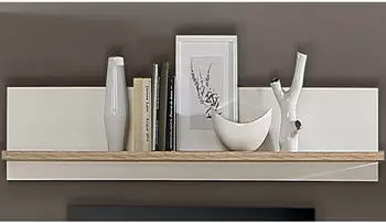 Forte Elara Wandregal Holzwerkstoff Wei&szlig; Matt / Bianco Eiche 160x25,6x21,9cm (ERXB02-C586)