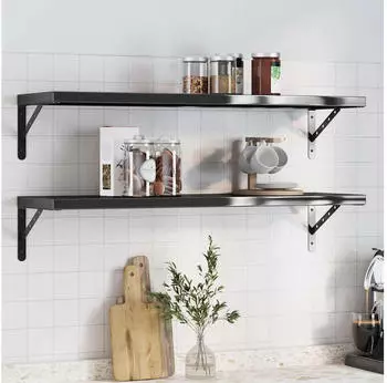 vidaXL Wandregale 2 Stk. 100x30cm Schwarz Edelstahl (3214512)