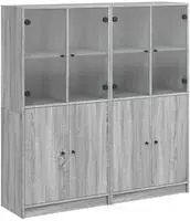 vidaXL B&uuml;cherschrank mit T&uuml;ren Grau Sonoma 136x37x142 cm Holzwerkstoff