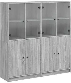 vidaXL B&uuml;cherschrank mit T&uuml;ren Grau Sonoma 136x37x142cm Holzwerkstoff (3206529)