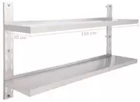 vidaXL Wandregal mit 2 Ablagen Edelstahl 150x30 cm