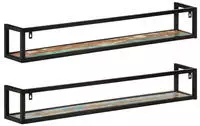 vidaXL Wandregale 2 Stk. 110x17x17 cm Altholz Massiv und Eisen