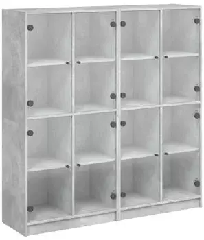 vidaXL B&uuml;cherschrank mit T&uuml;ren Betongrau 136x37x142cm Holzwerkstoff (3206520)