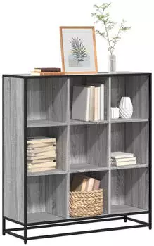 vidaXL B&uuml;cherregal Grau Sonoma 97,5x33x107,5cm Holzwerkstoff und Metall (3300863)