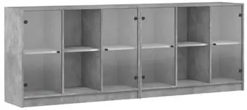 vidaXL B&uuml;cherregal mit T&uuml;ren Holzwerkstoff Grau 204x37x75cm (3206534)