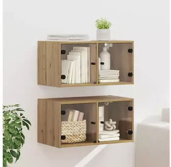 vidaXL Wandschr&auml;nke 2 Stk., Artisan-Eiche, Holzwerkstoff, 68x37x35cm (882916)