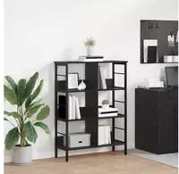vidaXL B&uuml;cherregal Schwarz Eichen-Optik 82 x 32 x 112 cm Holzwerkstoff