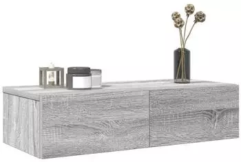 vidaXL Wandregal mit Schubladen Grau Sonoma 60x26,5x15cm Holzwerkstoff (859973)