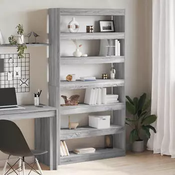 vidaXL B&uuml;cherregal/Raumteiler Schwarz Eiche 100x30x198cm Holzwerkstoff (3345118)