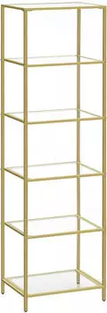 Vasagle LGT500A01 Glasregal 6 Ebenen, Sicherheitsglas, Gold (HU-XI-201)