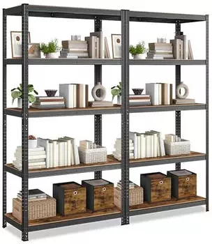 Songmics Standregal 5 Ablagen 60x120x200cm 750kg Industrie-Design vintagebraun-schwarz (GLR060B11)