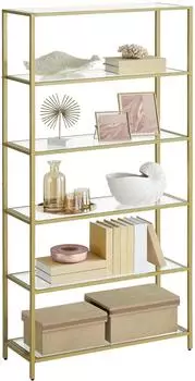 Vasagle Regal 6 Ablagen Geh&auml;rtetes Glas Metallic Gold (LGT503A01)