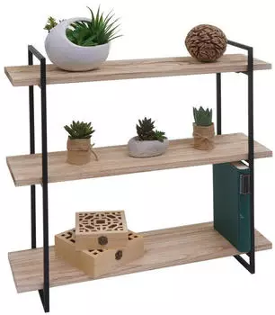 MCW MCW-K78 Wandregal Holz/Metall 60x60x18cm, natur/schwarz (MCW-K78)