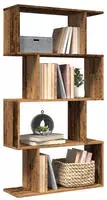 vidaXL Raumteiler-B&uuml;cherregal 4 B&ouml;den Altholz-Optik 70x24x129 cm