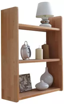 Ticaa Ena Wandregal Buche massiv, 3 F&auml;cher, 60x74x20cm (902171)