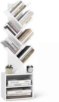 Vasagle Custos B&uuml;cherregal Baumform, 2 F&auml;cher, 20,3x38x123,2cm, wolkenwei&szlig; (LBC607WB01)